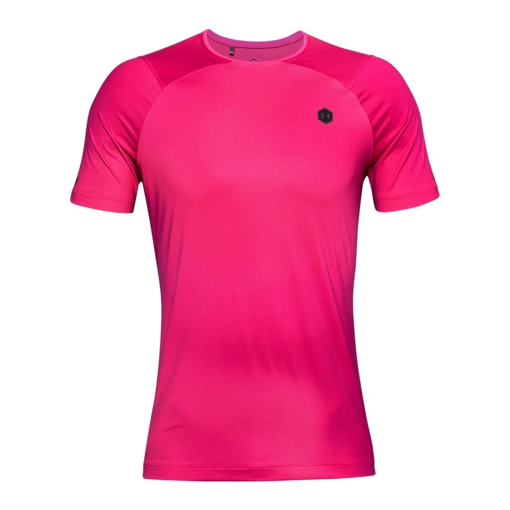 Under Armour HeatGear Rush Fitted Short Sleeves Printed Homme Rose 1 Under Armour HeatGear Rush Fitted Short Sleeves Printed Homme Rose