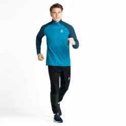 Odlo Zeroweight Warm Hybrid Jacket Homme Bleu -Salomon Vetements Boutique main 313202 20829 Model Front FullBody 1 94bd