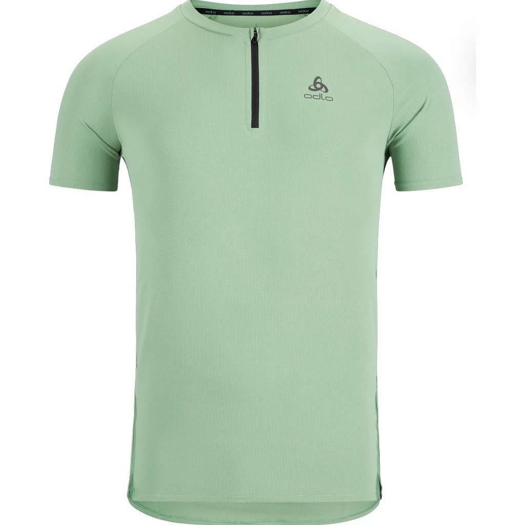 Odlo T-Shirt Manches Courtes 1.2 Zip Axalp Trail Homme Vert 1 Odlo T-Shirt Manches Courtes 1.2 Zip Axalp Trail Homme Vert