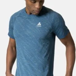 Odlo T-Shirt Manches Courtes Zeroweight Ceramic Homme Bleu -Salomon Vetements Boutique main 313972 20875 Model Detail Crop 1 b8da