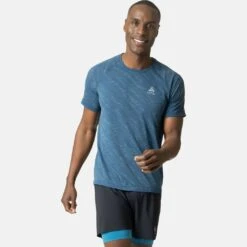 Odlo T-Shirt Manches Courtes Zeroweight Ceramic Homme Bleu -Salomon Vetements Boutique main 313972 20875 Model Front Crop 1 c5fb