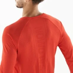 Salomon Sense Long Sleeve Tee Homme Rouge -Salomon Vetements Boutique main LC1878200 3 MOD senselstee fieryred fabric3dlogo m.png.high res e222